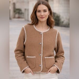 Bagatelle Collection New York Faux Shearling Button Up Cardigan Size Large